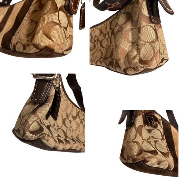 Coach Y2K Brown Signature Demi Suede East West Mini Bag - Picture 7 of 12